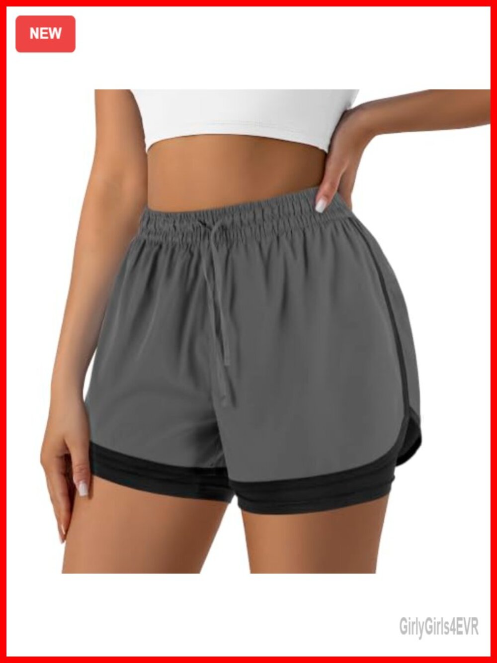 Women's 2-in-1 Running Shorts High-Waisted Athletic Gym Yoga Shorts with Liner